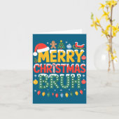 Bruh Merry Christmas Santa Hat Ugly Sweater Theme  カード (黄色い花)