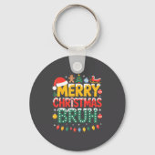Bruh Merry Christmas Santa Hat Ugly Sweater Theme キーホルダー (正面)