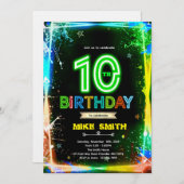 Bruh neon 10 birthday invitation 招待状 (正面/裏面)