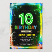 Bruh neon 10 birthday invitation 招待状 (正面)