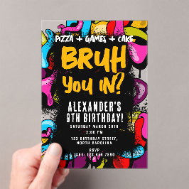 Bruh Neon Graffiti Hip Hop Street Art Birthday アクリル招待状