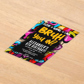 Bruh Neon Graffiti Hip Hop Street Art Birthday アクリル招待状 (レイダウン)