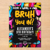 Bruh Neon Graffiti Hip Hop Street Art Birthday アクリル招待状 (正面)