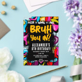 Bruh Neon Graffiti Hip Hop Street Art Birthday アクリル招待状 (インサイチュ (ウェディング))