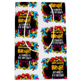 Bruh Neon Graffiti Hip Hop Street Art Birthday ミディアムペーパーバッグ (正面)