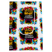 Bruh Neon Graffiti Hip Hop Street Art Birthday ミディアムペーパーバッグ (裏面)
