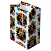 Bruh Neon Graffiti Hip Hop Street Art Birthday ミディアムペーパーバッグ (裏面アングル)