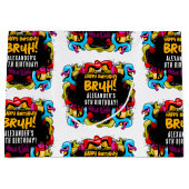 Bruh Neon Graffiti Hip Hop Street Art Birthday ラージペーパーバッグ (正面)