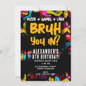 Bruh Neon Graffiti Hip Hop Street Art Birthday 招待状 (正面)