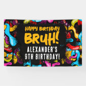 Bruh Neon Graffiti Hip Hop Street Art Birthday 横断幕 (横)