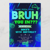 Bruh Neon pool Birthday Invitation 招待状 (正面)