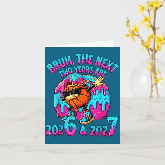 Bruh Next Two Years 2026 2027 Drip Ice Cream Baske カード (黄色い花)