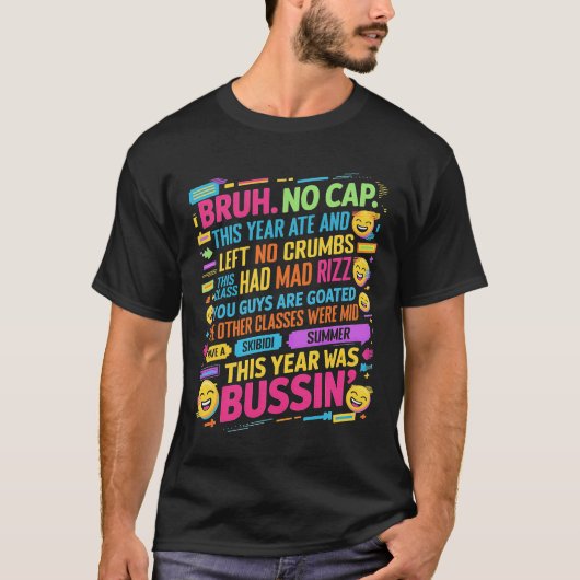 Bruh No Cap今年は食べNo Crumbs最後の日 Tシャツ (正面)