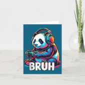 Bruh Panda Gamer With Headphones Controller  カード (正面)
