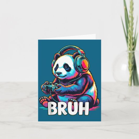 Bruh Panda Gamer With Headphones Controller カード (正面)