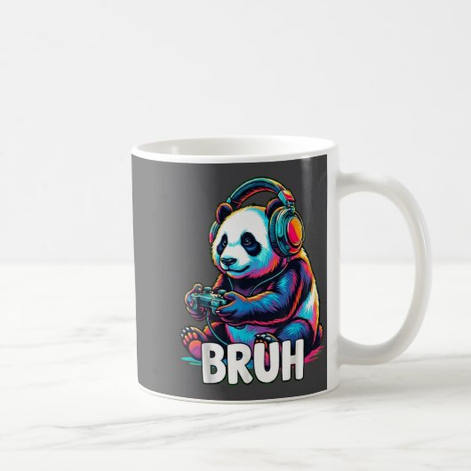 Bruh Panda Gamer With Headphones Controller  コーヒーマグカップ (右)