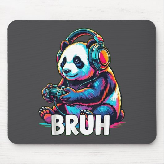 Bruh Panda Gamer With Headphones Controller  マウスパッド (正面)