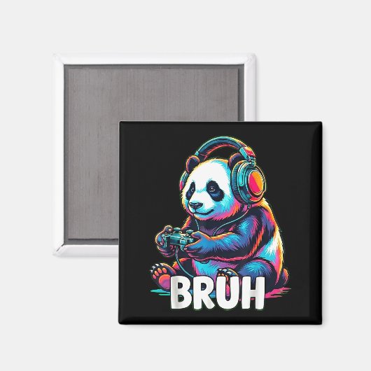 Bruh Panda Gamer With Headphones Controller  マグネット (正面/裏面)