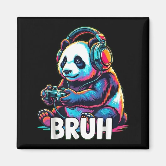 Bruh Panda Gamer With Headphones Controller  マグネット (正面)
