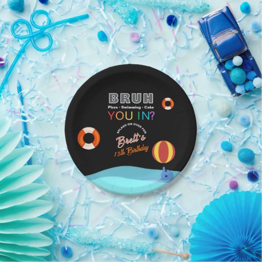 Bruh Pool Party Birthday  ペーパープレート (パーティー)