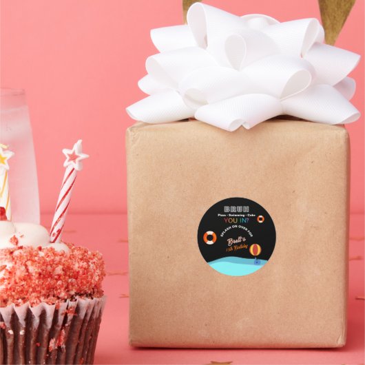 Bruh Pool Party Birthday  ラウンドシール (パーティー)