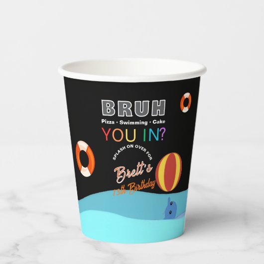 Bruh Pool Party Birthday  紙コップ (裏面)