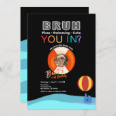 Bruh Pool Party Birthday Invitation with Photo 招待状 (正面/裏面)