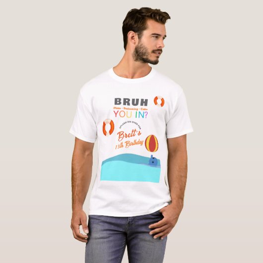 Bruh Pool Party Birthday Parent's Tシャツ (正面フル)
