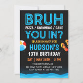 Bruh Pool Party Boy Birthday Invitation 招待状 (正面)