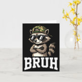 Bruh Raccoon Camo Hat Funny Youth Teens Kids Slang カード (黄色い花)