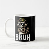 Bruh Raccoon Camo Hat Funny Youth Teens Kids Slang コーヒーマグカップ (左)