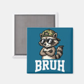 Bruh Raccoon Camo Hat Funny Youth Teens Kids Slang マグネット (正面/裏面)