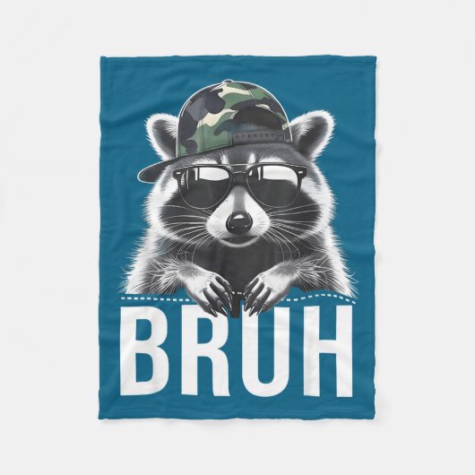 Bruh Raccoon Trash Racoon Camo Hat Youth Teens Kid フリースブランケット (正面)
