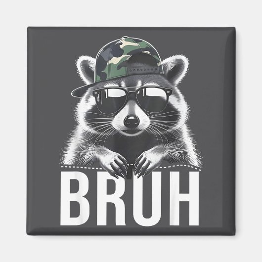 Bruh Raccoon Trash Racoon Camo Hat Youth Teens Kid マグネット (正面)