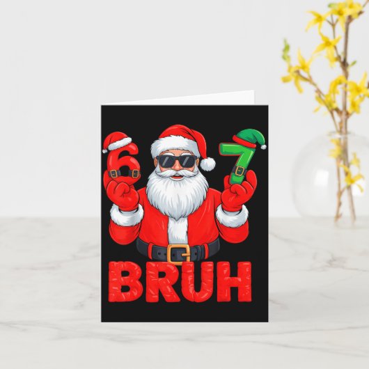 Bruh Six Seven 67 Meme 6 7 Elf Santa Christmas  カード (黄色い花)