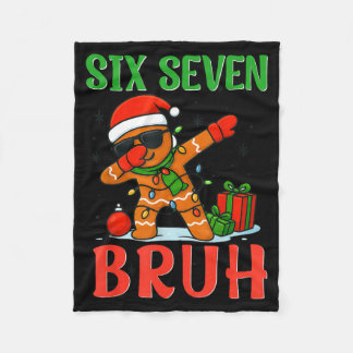 Bruh Six Seven Saying Dabbing Gingerbread Funny Ch フリースブランケット