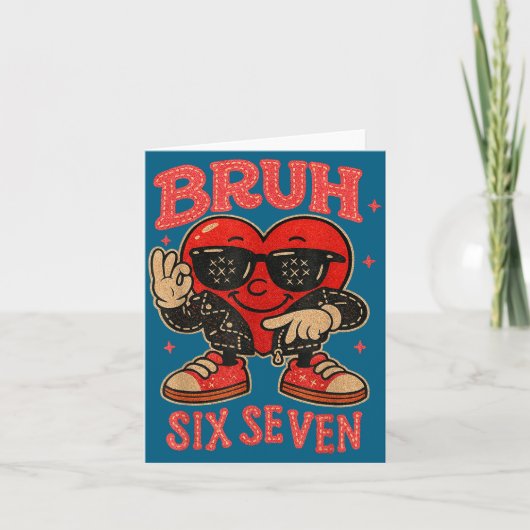 Bruh Six Seven Valentine Cute Heart 67 Meme Boys G カード (正面)