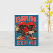 Bruh Six Seven Valentine Cute Heart 67 Meme Boys G カード (黄色い花)