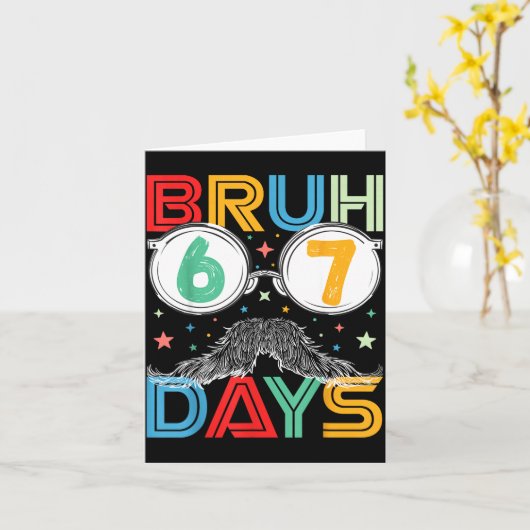 Bruh Sixty Seven Days Funny 6 7 School Kid Milesto カード (黄色い花)