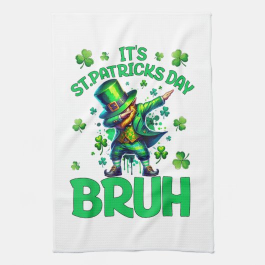 Bruh St Patricks Day キッチンタオル (縦)