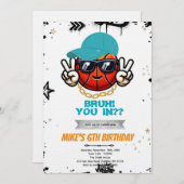 Bruh Teen basketball Party Invitation 招待状 (正面/裏面)