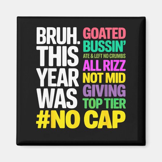 Bruh This Year Was Goated No Cap All Rizz_ Funny G マグネット (正面)