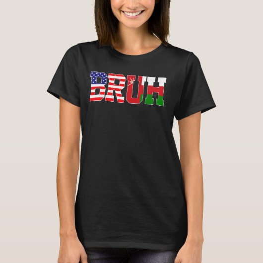 Bruh USAオマーン州旗アメリカのオマーン女子 Tシャツ (正面)