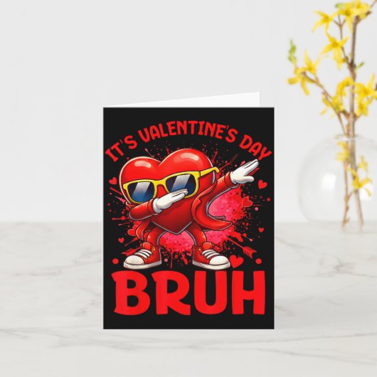 Bruh Valentines Day Boys Kids Funny Heart Valentin カード (黄色い花)