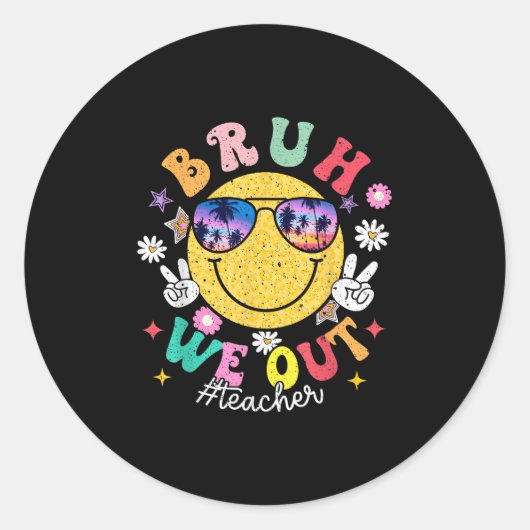 Bruh Weアウト先生可愛い学年末Summe ラウンドシール (正面)