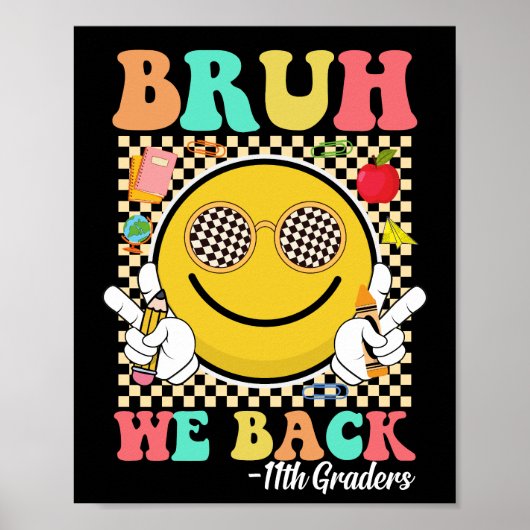 Bruh Weバック11年生かわいいグルービースマイル顔 ポスター (正面)