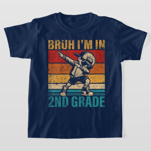 Bruh We Back 2nd Grade Back to School Second Grade Tシャツ (レイダウン)