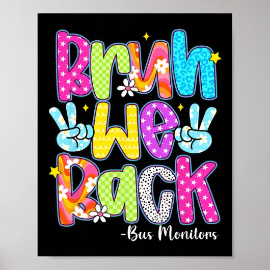 Bruh We Back Bus Monitors Checkered Back To School ポスター (正面)