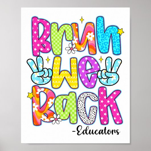 Bruh We Back Educators Leopard Back To School ポスター (正面)