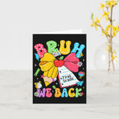 Bruh We Back First Grade Pencil Bow Back To School カード (黄色い花)